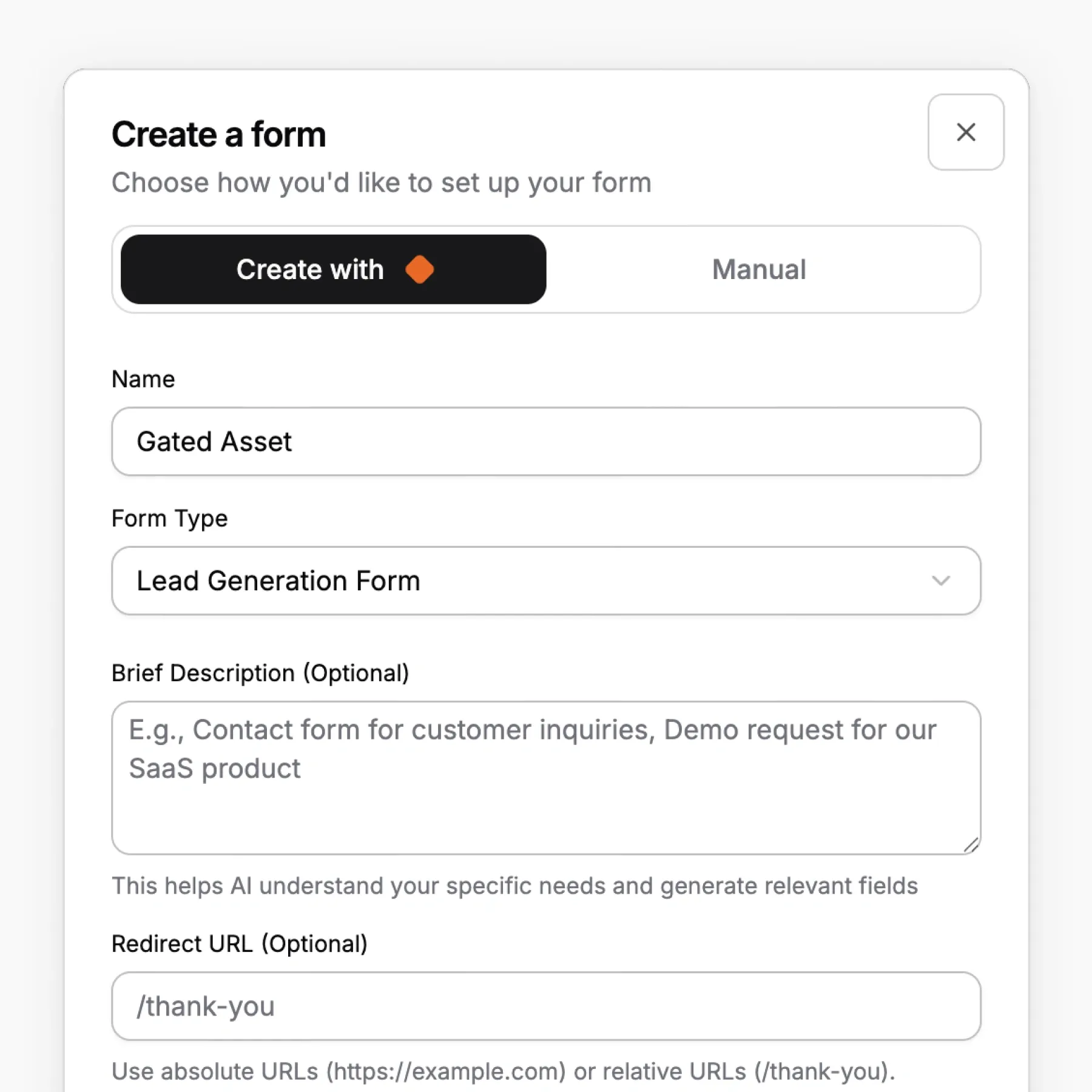 Forms, drafted by AI