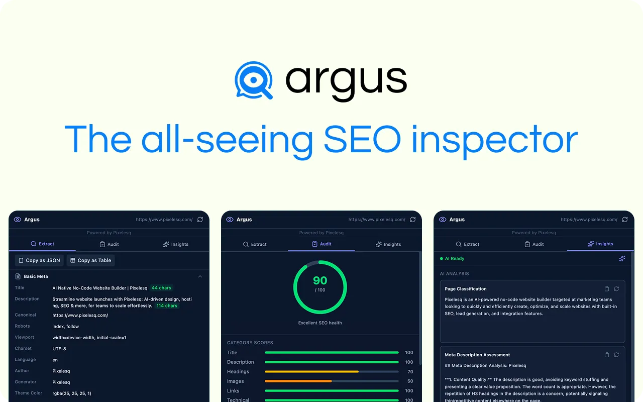 Argus – Meta Tag Extractor & AI Auditor | Pixelesq